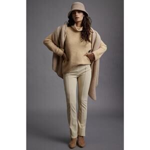 NEW Anthropologie En Saison Ivory Seamed Slim Slit-Hem Pants - Size Small